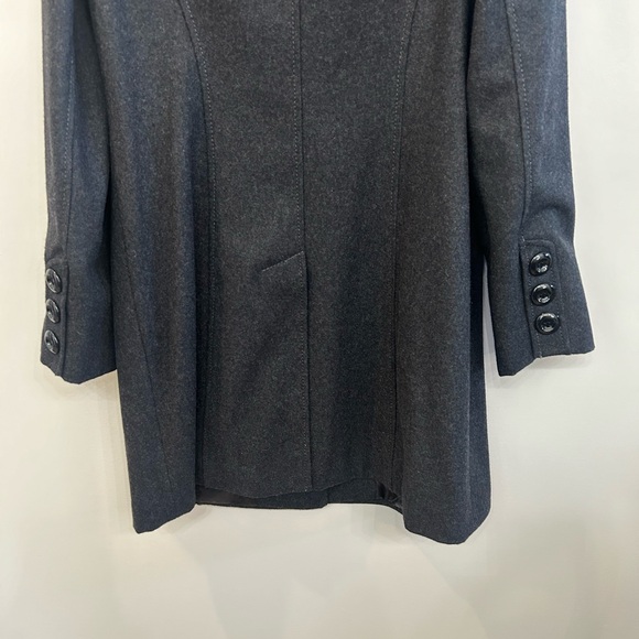 Guess Woman’s Wool Blend Peacoat Charcoal Colored Lined Split Collar Coat Size L - Picture 7 of 14